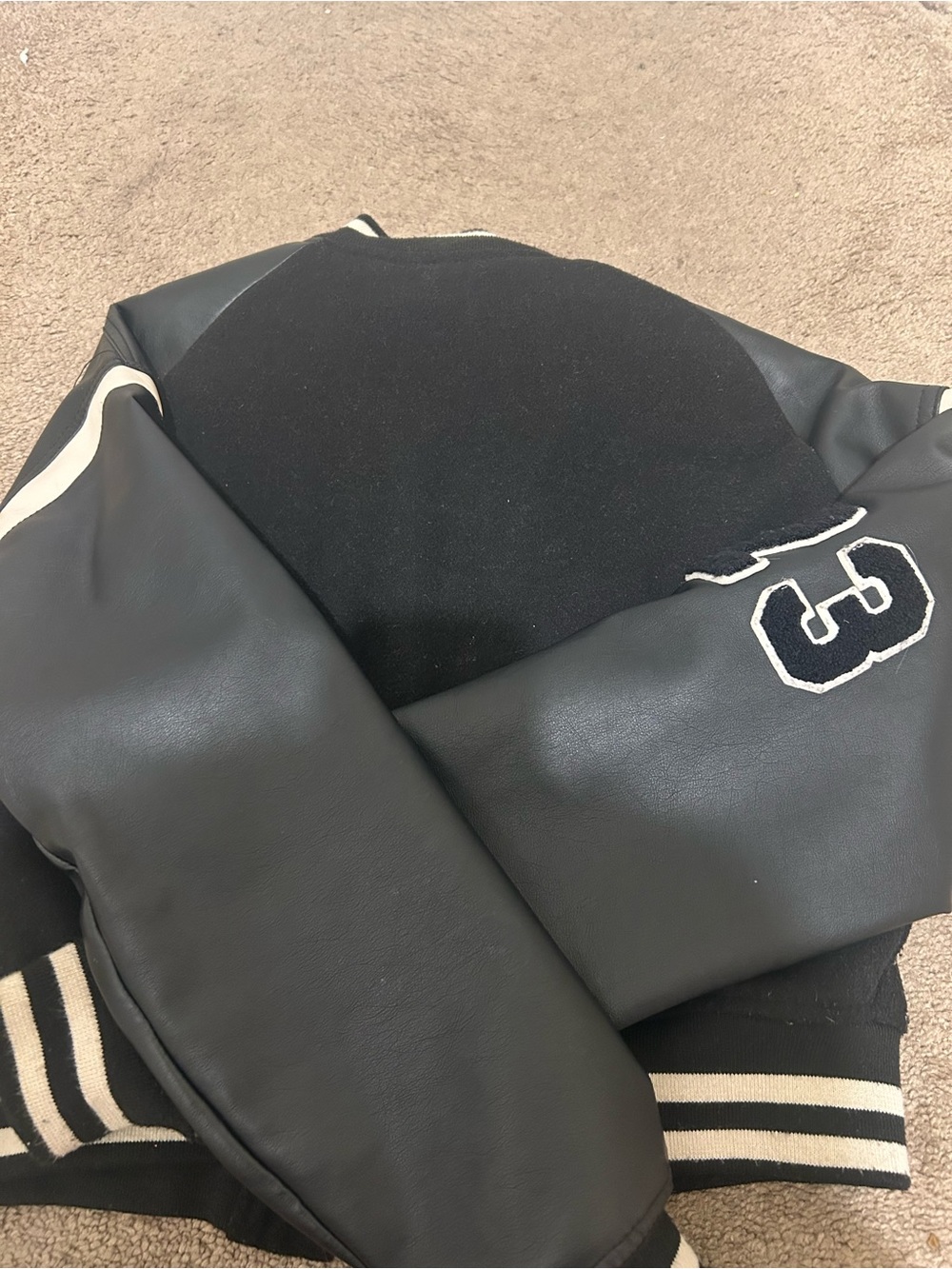 Varsity Black and Cream Women's Varsity Jacket